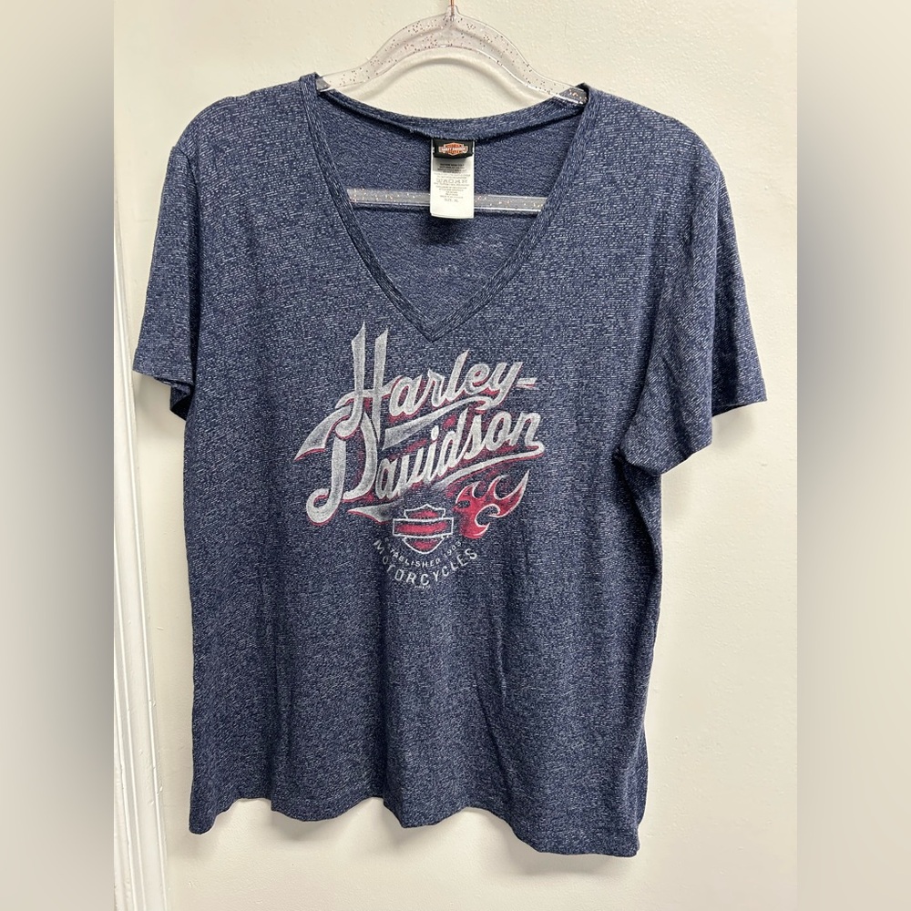 Harley-Davidson Navy Tee with Pink Graphic